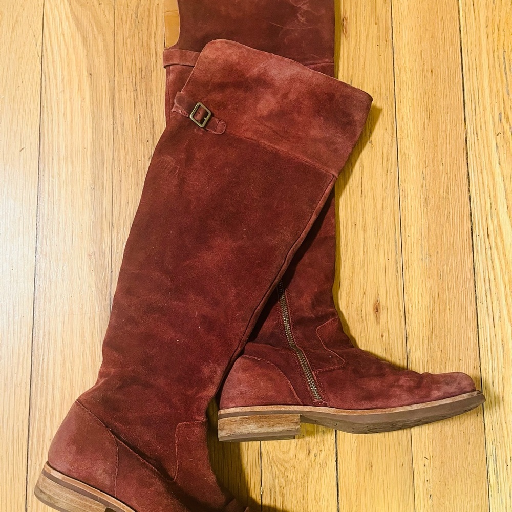 Kork-Ease Over the Knee Boots - Rich Burgundy Suede